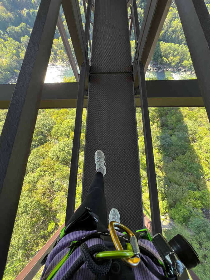Looking down the catwalk at 851 feet