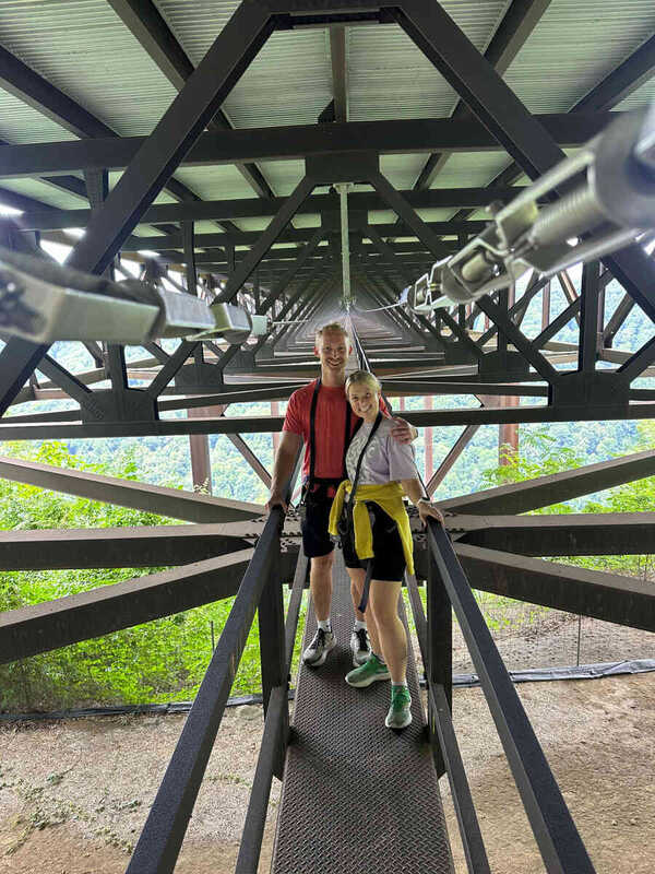 Couple at the catwalk entry point